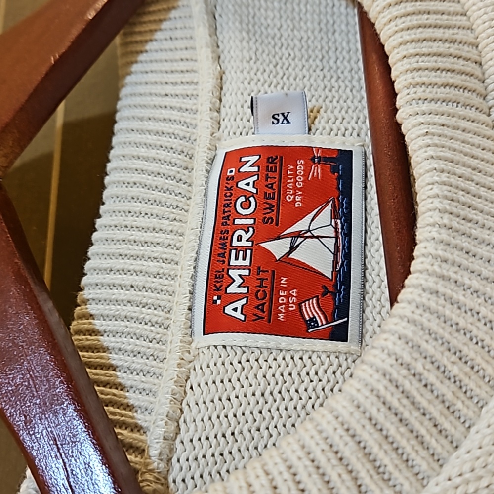 NWOT Kiel James Patrick American Yacht Sweater Cream XS/S - Picture 6 of 11